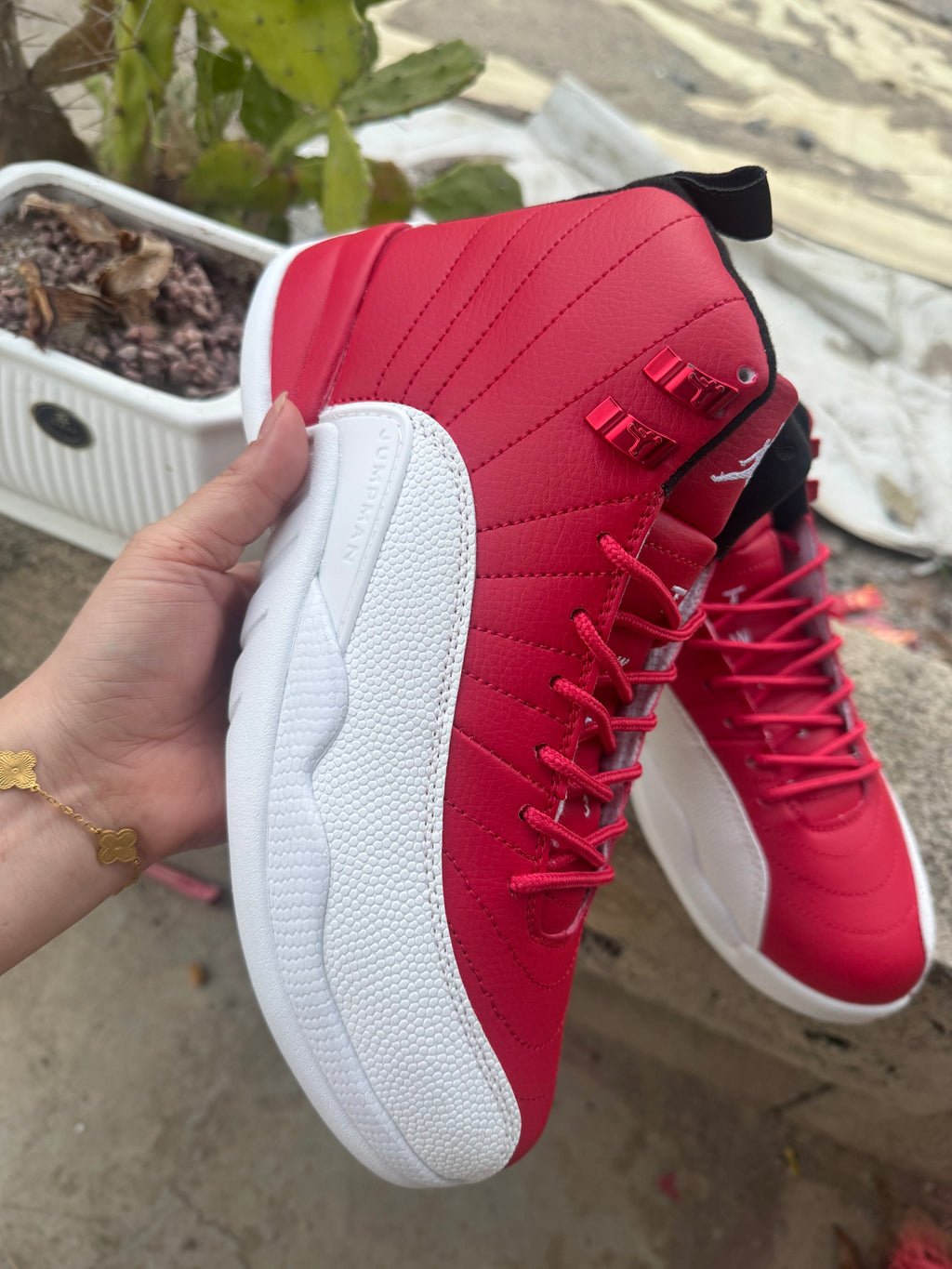 Air Jordan 12 Retro Red & White Sneakers