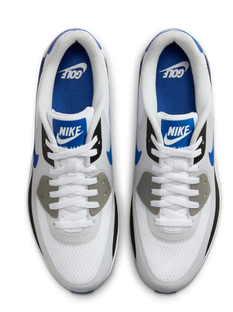 Nike Men's Air Max 90 Golf Shoes - White/Blue/Black
