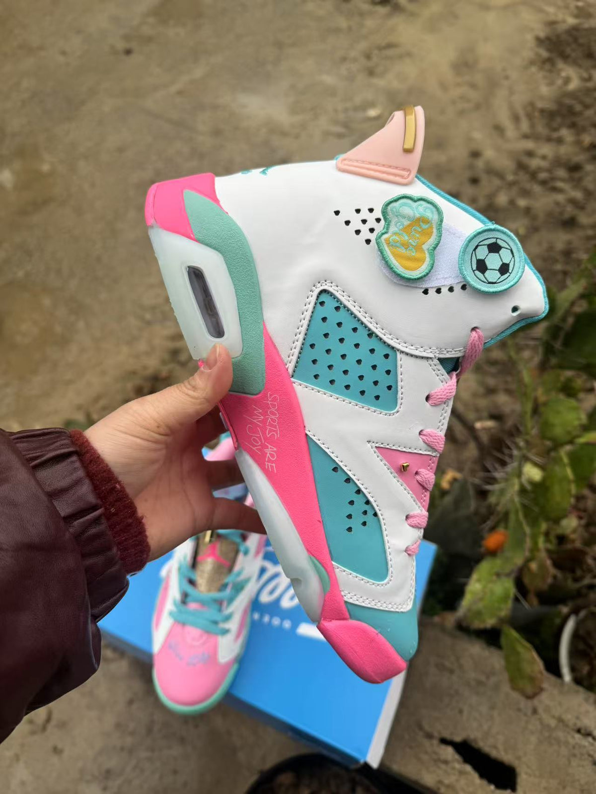 Air Jordan 6 Retro Blue & Pink Sneakers
